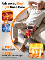 Cordless Red Light Therapy Knee Massager with Heat & 4 Vibration Motors 660nm Red & 850nm NIR Light, Triple-Chip LEDs, 6 Light Levels, 3 Vibration & Pulse Mode for Knee, Elbow & Shoulder, Black