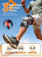 Cordless Red Light Therapy Knee Massager with Heat & 4 Vibration Motors 660nm Red & 850nm NIR Light, Triple-Chip LEDs, 6 Light Levels, 3 Vibration & Pulse Mode for Knee, Elbow & Shoulder, Black