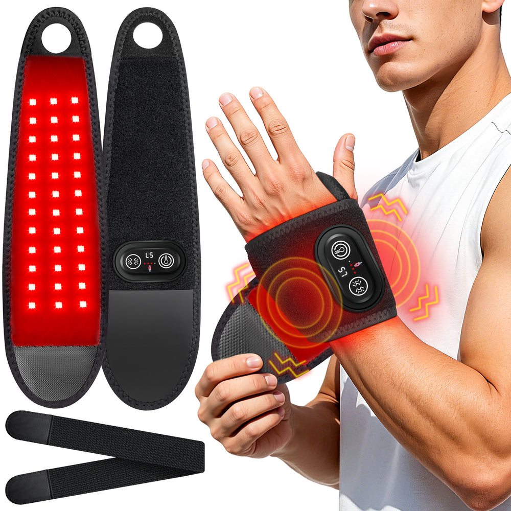 Red Light Therapy for Wrist Hand with Heat & Massage, 3000mAh Controller