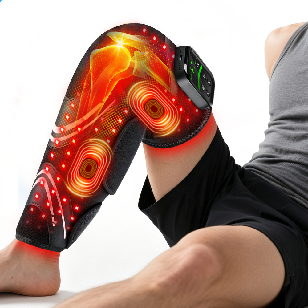 Red Light Therapy for Knee & Calf with Heat & 4-Zone Massage 100LEDs