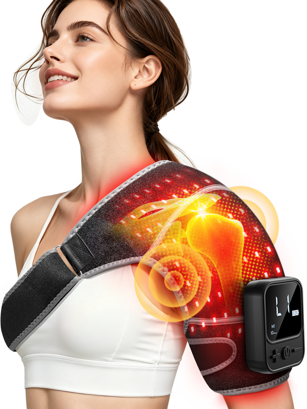 Red Light Therapy for Shoulder with Heat & Massage 5000mAh Controller